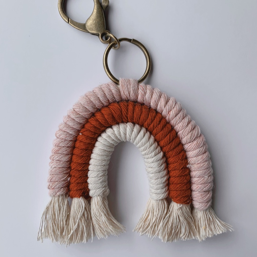 Macrame Rainbow Keychain - Picture 3 of 4